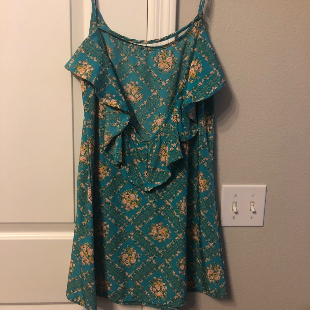 Blue floral mini dress